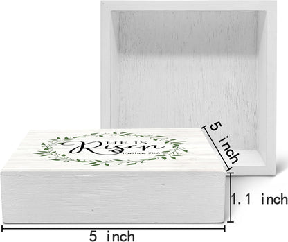 SRADMO He Is Resen Wood Box Sign Desk Decor, Christian Decor Wooden Sign Decoration For Home Office, Wooden Sign Decorations Indoor, Christian Signs For Home Decor Shelf Table Decor