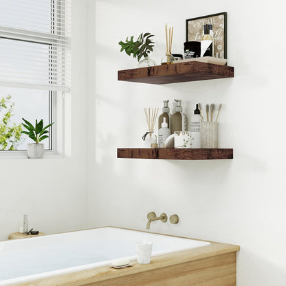 Heimlove Bathroom 12'' Deep Floating Shelves for Wall - Shelf Over Toilet Wall Mounted Farmhouse 24 inches,Wood Floating Shelves Decor & Storage Set of 1,Rustic Brown