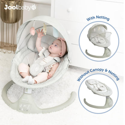 Jool Baby Nova Swing for Newborns - Electric Motorized Infant Swing, Bluetooth Music, 10 Preset Melodies, Remote (2025 Model) (Sage)
