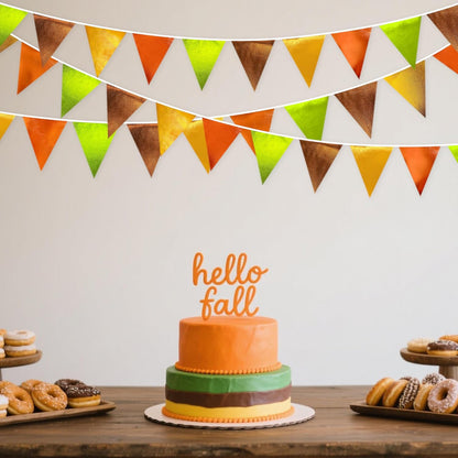 Fall Party Decorations Orange Green Gold Brown Metallic Fabric Triangle Pennant Flag Bunting Banner for Fall Autumn Thanksgiving Wedding Birthday Baby Shower Bridal Shower Engagement Party Supplies