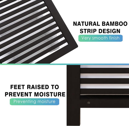 SMIBUY Double Laundry Hamper with Lid, 120L Bamboo Laundry Basket with Removable Liner Bag, 2-Section Clothes Divider Laundry Sorter for Laundry Room, Bathroom, Bedroom (Black)