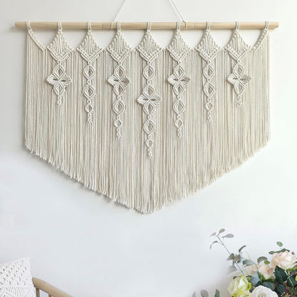 Achart Macrame Wall Hanging Large- Boho Wall Decor- large wall art- Wall Decor Living Room- Macrame Tapestry Boho Decor for Bedroom (Beige-Flower)