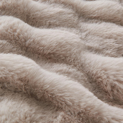 Lotus Karen Faux Fur Throw Blanket Linen - 800 GSM Bubble Rabbit Fluff Blanket for Couch Bed Sofa,Softest Fluffy Fuzzy Cozy Blanket,Thick Furry Plush Shaggy Warm Blankets for Women,50x60 Inches