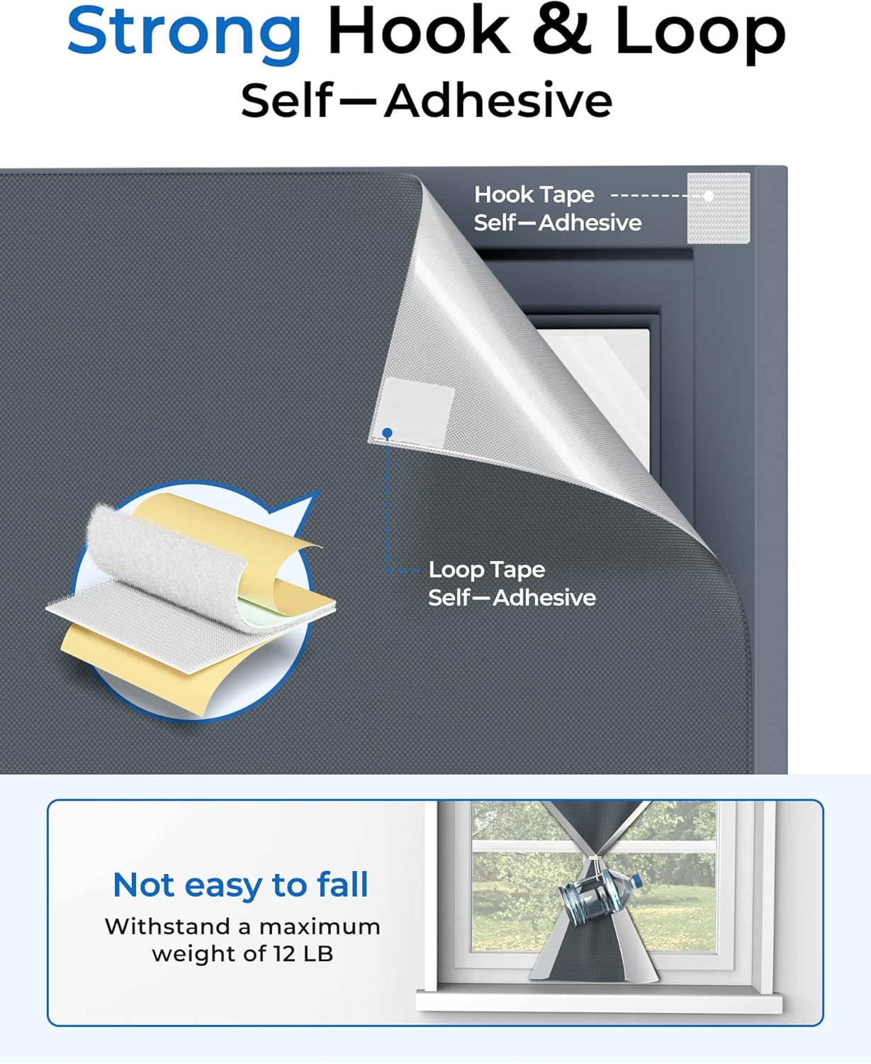 Sumobaby Blackout Curtains 50"x57" Portable No Drill Blinds for Windows with Heat-Resistant Magic Tapes,100% Black Out Window Cover,Window Shades Easy to Cut Fit for Bedroom,Dorm Room,Nursery(Gray)