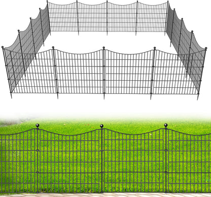 15 Panels No Dig Dog Fence Outdoor for Yard, 32 in(H) X 35.4 ft(L) Decorative Tall Garden Fence Animal Barrier, Rustproof Metal Wire Garden Edging and Borders, Temporary Fencing Stakes