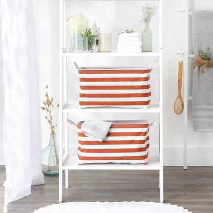 DII Laundry Storage Collection, PE Coated Collapsible Bin with Handles, Cinnamon Stripe, Large Set