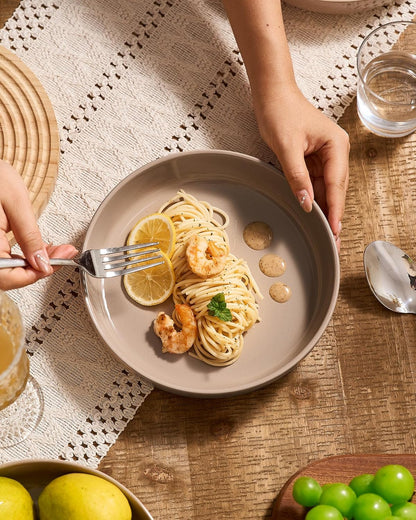 famiware Milkyway 33 oz Bowl Set, Pasta Bowls Set of 6, Salad Bowls Perfect for Your Friend for Housewarming, Thanksgiving, Christmas, Cinnamon Brown