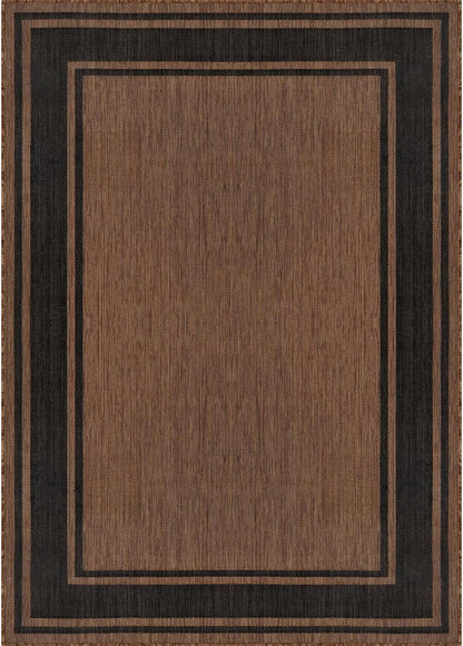 Beverly Rug Outdoor Rug 8x10 Modern Bordered Area Rugs for Indoor and Outdoor Patio Deck Porch Garden Waterproof Weather Sun Resistant Washable Outside Carpet (8 x 10 Gold)