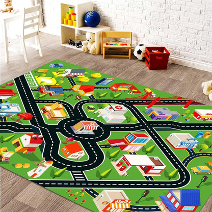 Kids Rug Car Rugs for Kids Toy Cars Play Mat with Rubber Backing City Life Road Rug for Cars Fun City Map for Carpet for Bedroom Boys (RED-Rug, 2.6x3.9ft)