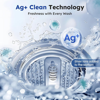 Compact Top-Load Washing Machine, Full-Automatic 1.5 Cu.ft Washer with 10 Water Levels & 8 Wash Programs for Apartment, Home, Dorm and RVs