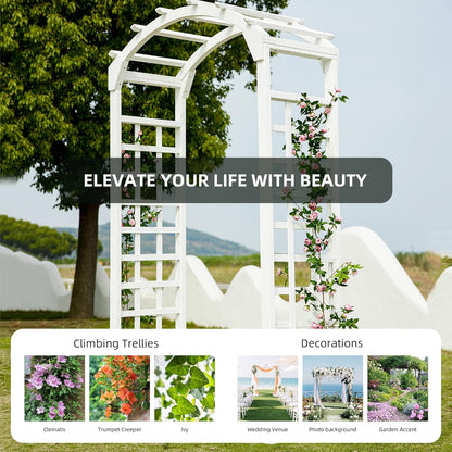 Solid Fir Wooden Garden Arch Premium Outdoor Trellis for Climbing Plants, 84.5”H×49.37”W×23.5’’D, Also can be Used for Wedding and Party Decoration