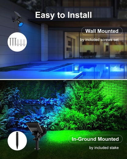 4 Pack Color Changing Solar Spotlights Outdoor for Halloween Decorations Spooky Ghost, Spider Web, Tombstone, Pumpkin, Waterproof Solar Landscape Spot Lights Uplighting for Outside House, Yard, Garden