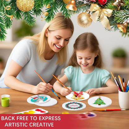 50 PCS Ceramic Sublimation Ornament Blanks Bulk 3 Inch White Round Crafts DIY Personalized Printed Christmas Home Porcelain Paintable Decorate