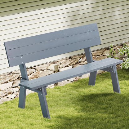 AVAWING Outdoor Convertible Wood Bench with Backrest, Patio Wood Convert a Bench, Space-Saving 2-in-1 Picnic Table Chairs Set for Backyard, Porch, Patio, Garden, Grey