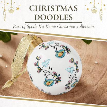 Spode Kit Kemp Psycho Sprig Yellow Bauble Christmas Bauble - Handcrafted Porcelain Festive Keepsake, Personalized Ornament, Collectible Luxury Holiday Decoration Gift