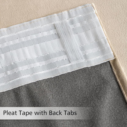 MIULEE Velvet Curtains 108 Inches Long 2 Panels - Pinch Pleated Luxury Room Darkening Curtains for Bedroom Living Room Thermal Insulated Super Soft Window Drapes Rod Pocket, Camel Beige