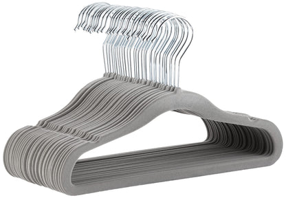 Amazon Basics Kids Velvet Non-Slip Space Saving Clothes Hangers with Shoulder Notches, Sturdy