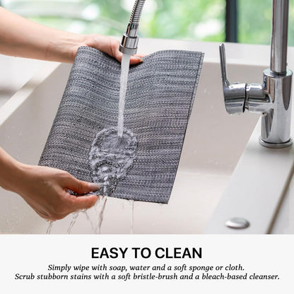 LEXMORE PlaceMats Set of 12 Vinyl/Plastic Woven Place Mats for Kitchen Table Indoor/Outdoor Washable PlaceMat Wipeable Dining Table Mats(Dark Gray)