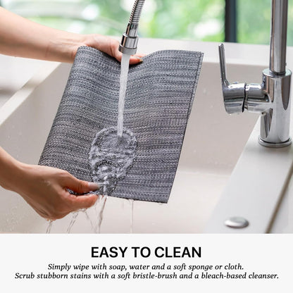 LEXMORE Placemats Set of 6 Vinyl/Plastic Woven Place Mats for Kitchen Table Indoor/Outdoor Washable Placemat Wipeable Dining Table Mats(Dark Gray)