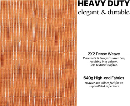 LEXMORE Placemats Set of 4 Vinyl/Plastic Woven Place Mats for Kitchen Table Indoor/Outdoor Washable Placemat Wipeable Dining Table Mats(Orange)