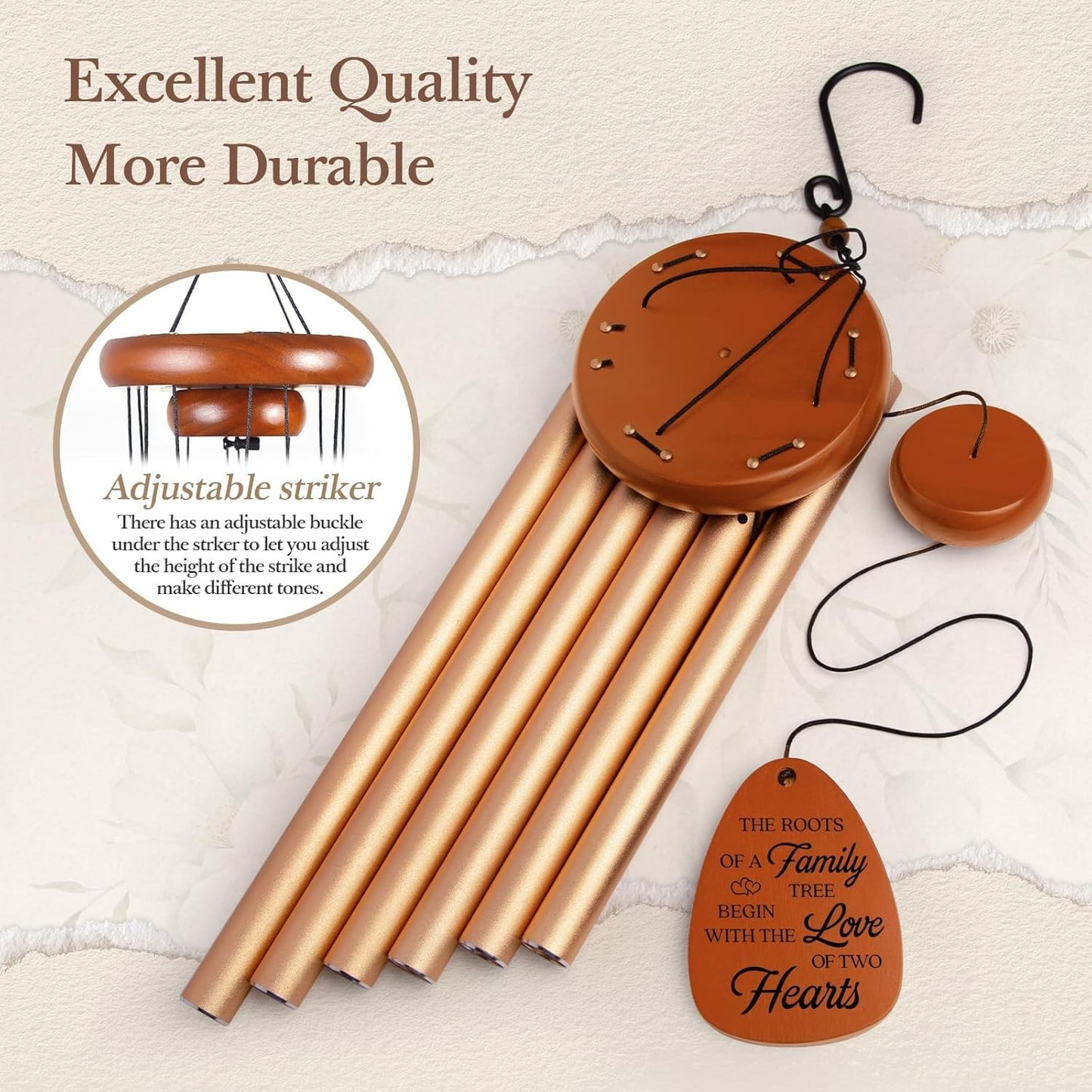 25th Wedding Anniversary Wind Chime, Happy 25th Anniversary Romantic Gifts for Couple, Parents, Wife, Husband, Friends, Sliver Anniversary's Keepsake Gifts Ideas-Large 36''