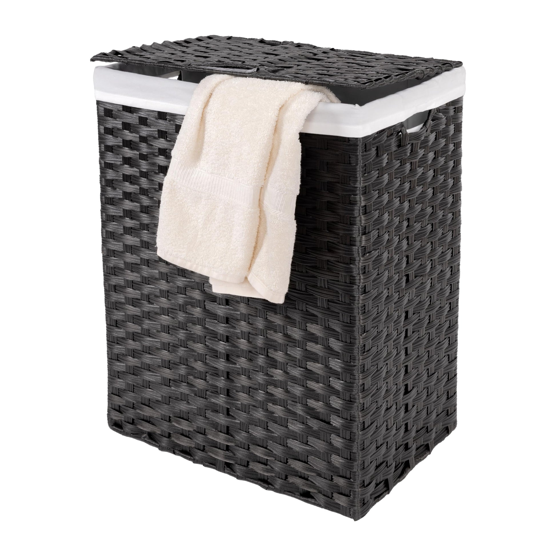 Seville Classics Premium Handwoven Portable Laundry Bin Basket with Carrying Handles, Household