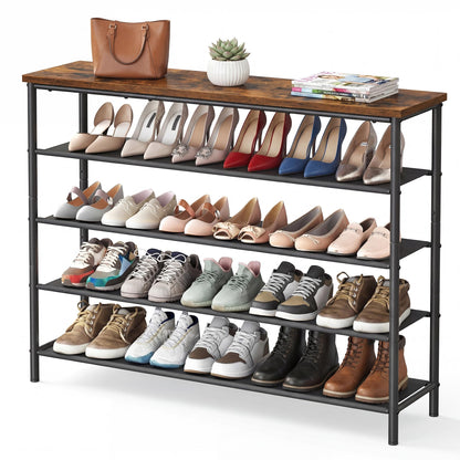 SONGMICS HOME 5-Tier Shoe Rack, Free Standing Shoe Storage Organizer, 12 x 47.4 x 36 Inches, Metal