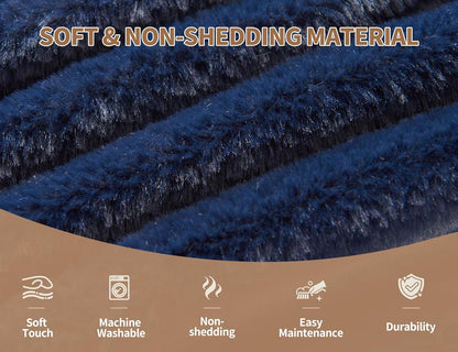 Boho Ottoman Living Room Furniture 26"x18" Round Ottomans Pouf Couch Foot Rest Navy Pouf Ottoman Foot Rest with Foam Chunk Filling Pouffe Ottomans Stuffed Foot Rests Poufs for Couch