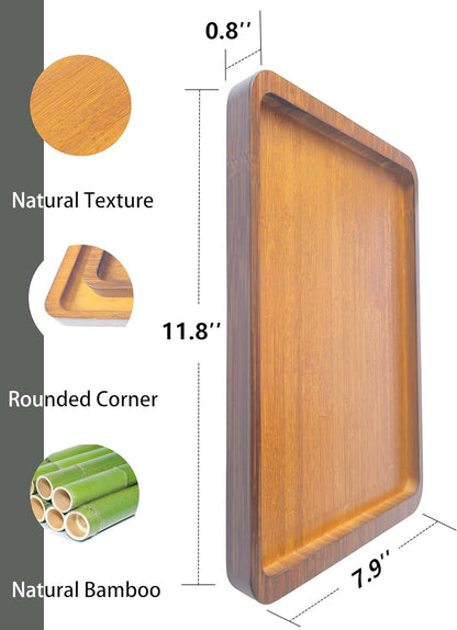 Bamboo Serving Tray – Two Sizes for Breakfast, Tea, Coffee & Snacks – Eco-Friendly Wooden Tray for Bed, Kitchen, Coffee Table, or Decorative Use
