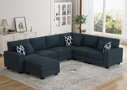 L Lengend Vansen Modular Sectional Sofa U Shaped Couch with Ottoman Modern Reversible Corner