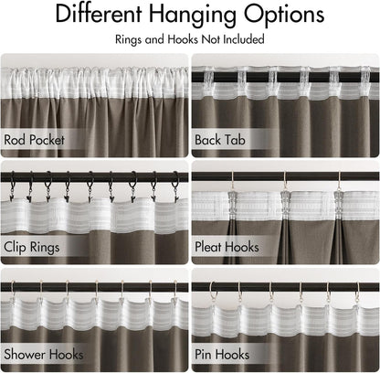 MIULEE Taupe Velvet Curtains 96 inches 2 Panels - Luxury Room Darkening Window Drapes for Bedroom Living Room Thermal Insulated Super Soft Blackout, Back Tab Rod Pocket Pinch Pleated, W52 x L96