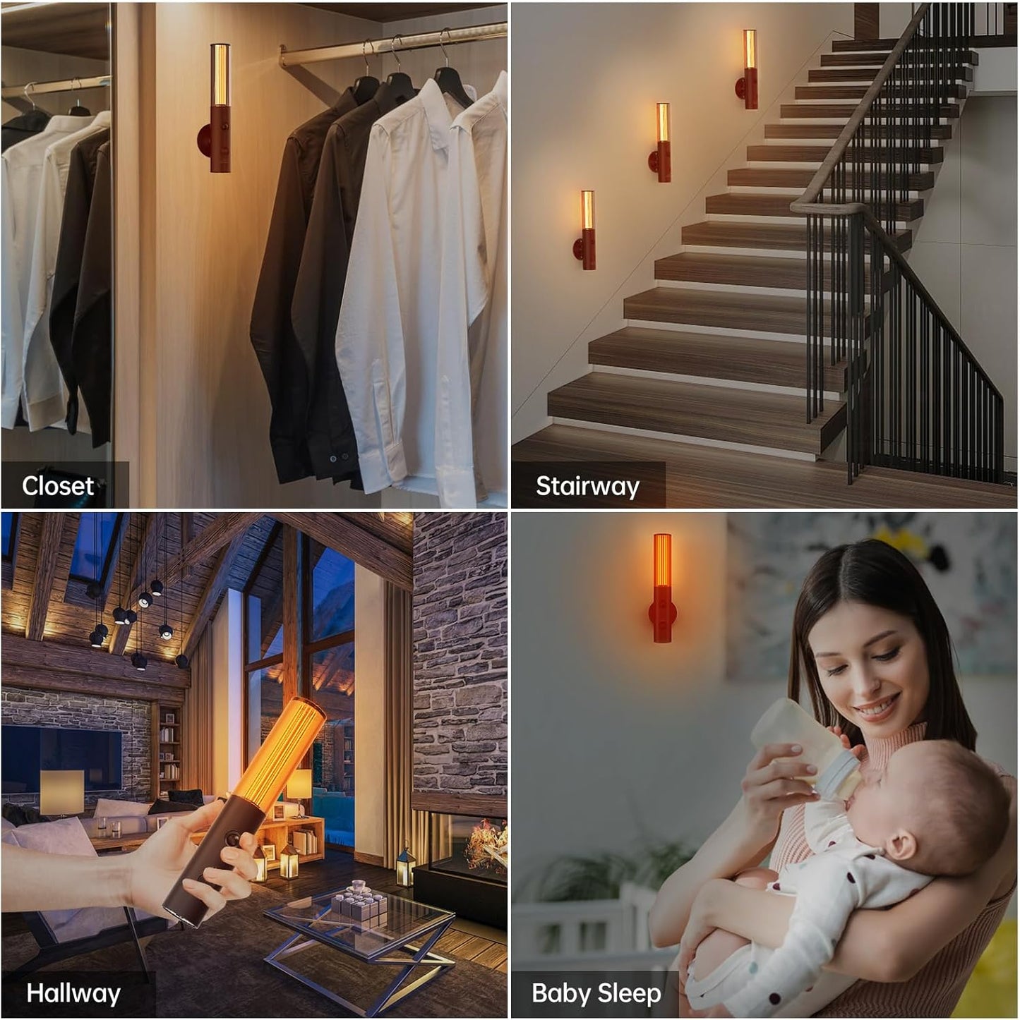 Auto-On Motion Detection Night Lamp - 3 Customizable Modes, Battery Operated LED Light for Dark Spaces (Set of 2)