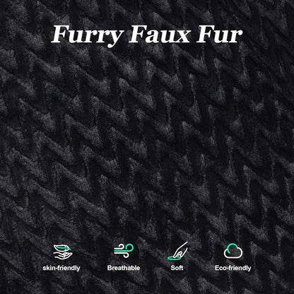 Hobestluk 3 in 1 Bean Bag Chair Giant Bean Bag Chairs for Adults with Chevron Plush Fur Cover Convertible Bean Bag Floor Cushion with Machine Washable Cover for Living Room (Chevron Plush Black)