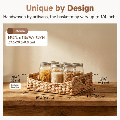 StorageWorks Wicker Baskets with Handles, Pantry Basket for Storage, 1-Pack