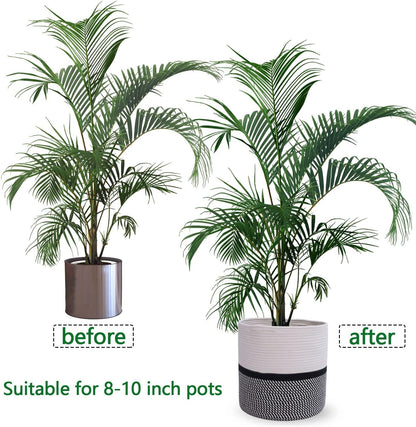 Cotton Rope Plant Basket Modern Woven Basket for 10" Flower Pot Floor Indoor Planters,Storage Organizer Toys Rustic Home Decor,Beige 11"x 11"