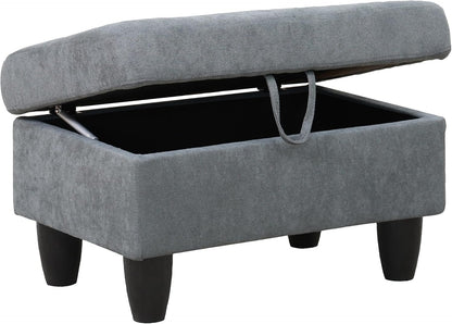 Ottoman Rectangular Storage Ottoman Bench, Flannel Footrest Stool Footstool with Lid for Living Room, Bedroom, Entryway, Dark Gray, 28.5"x19"x17.5"