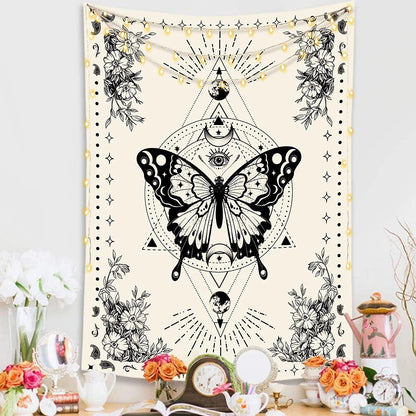 Lunerfex Boho Butterfly Tapestry Small Tapestry Tarot Tapestries Moon Phase Aesthetic Tapestries Wall Hanging for Bedroom and Living Room Decor Butterfly 60×80 Inches