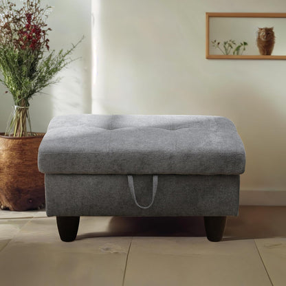 Ottoman Rectangular Storage Ottoman Bench, Flannel Footrest Stool Footstool with Lid for Living Room, Bedroom, Entryway, Dark Gray, 28.5"x19"x17.5"