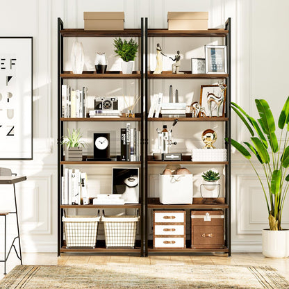 NUMENN Bookshelf, 6 Tier Bookshelves, Home Office Bookcase Shelf Storage Organizer, Free Standing Storage Shelving Unit for Bedroom, Living Room and Home Office, Vintage