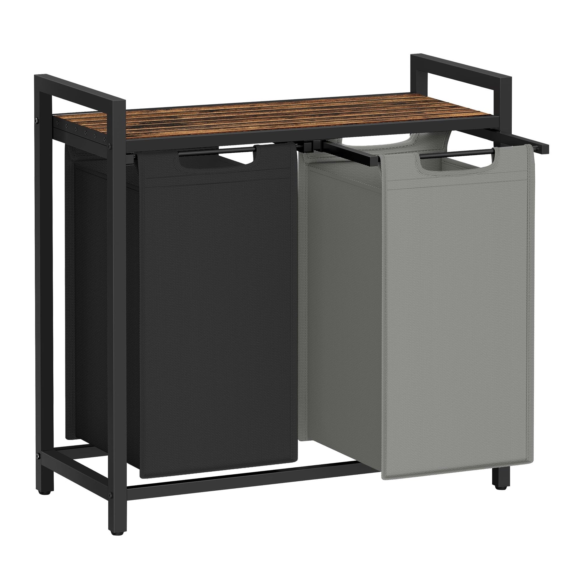 VASAGLE Laundry Hamper, Laundry Basket, Laundry Sorter with 2 Pull-Out and Removable Bags, Shelf