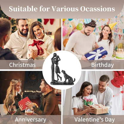 Sziqiqi Anniversary Iron Gifts for Her - Couple Love Sculpture Anniversary Iron Gift for Couple Girlfriend Wife Him Black Statue Metal Figurines for Home Decor Wedding Christmas Birthday Gifts