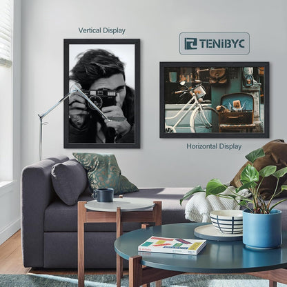 20x28 Picture Frame Set of 3 - Black Woodgrain, Solid Wood Gallery Poster Frame - Wall Hanging