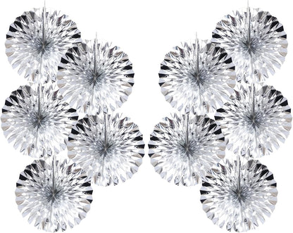 Silver Birthday Decorations,DIY Silver Paper Fans Hanging Decoration ,DecoracióN De CumpleañOs para Hombre,Wedding Decorations for Party 8in,Birthday Decorations for Men 30 Color DIY Set (Silver)