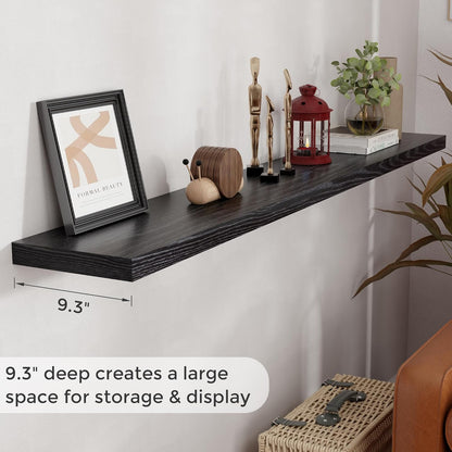 72 Inch Floating Shelves Black, 72 x 9 Rustic Wooden Fireplace Mantel, 9 Inch Floating Shelf for Wall, Farmhouse Wall Shelves for Home Storage & Display