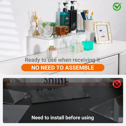 Acrylic Kitchen Cabinet Organizer Shelf, Spice Rack, Plate and Cupboard Storage Riser, Versatile Pantry Shelf, Durable Clear Countertop Organizer for Home and Kitchen(4 PCS)