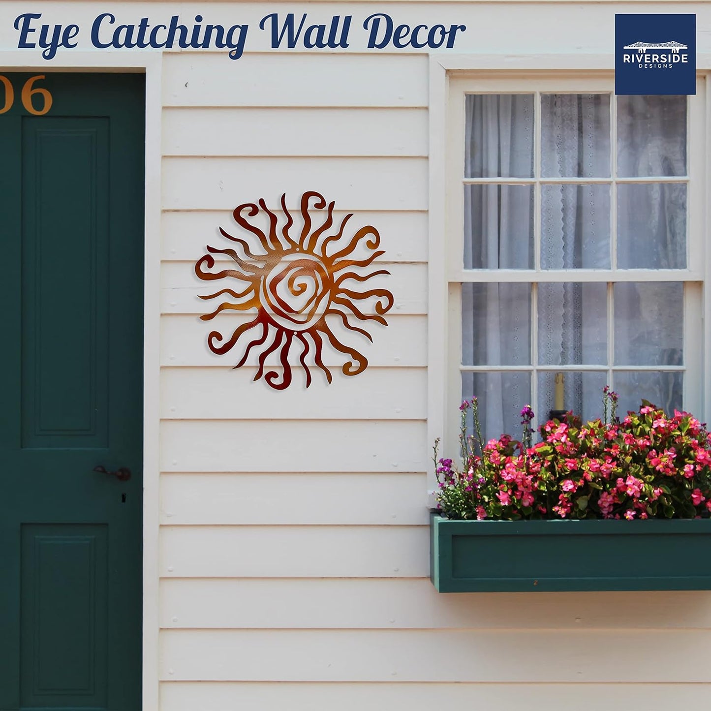 Wacky Sun Metal Wall Art Indoor/Outdoor Decor - 12" Copper Rust Proof Wall Sculpture - Made in USA - Ideal for Bedroom, Garden, Home, Patio and Farmhouse