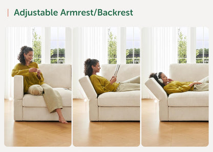 HONBAY Modular Sectional Sofa with Storage Corduroy U Shaped Sofa Modular Sectional Couches for Living Room,Beige