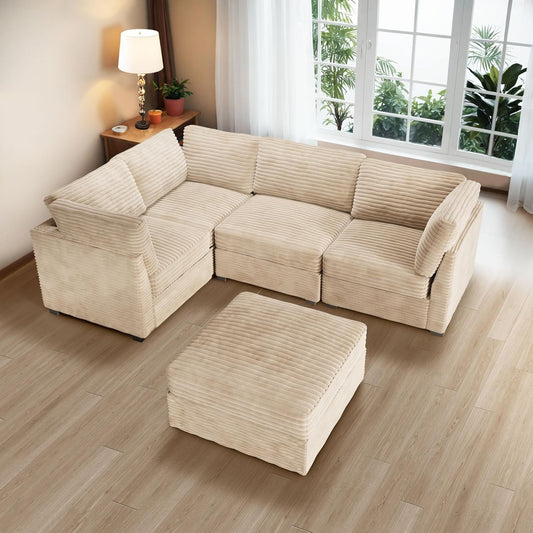 ovios Sectional Sofa Couch with L-Shape Chaise Sofa Bed, Comfy Modular Cloud Couches with Deep