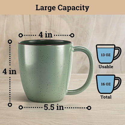 Ceramic Coffee Mugs Set of 4 - 16 oz Coffee Mug Set of 4 - Thick Durable Ceramic Mugs with Comfortable Handles - Dishwasher & Microwave Safe - Mug Sets 4 Beautiful Colors - Large 16 oz Full Capacity