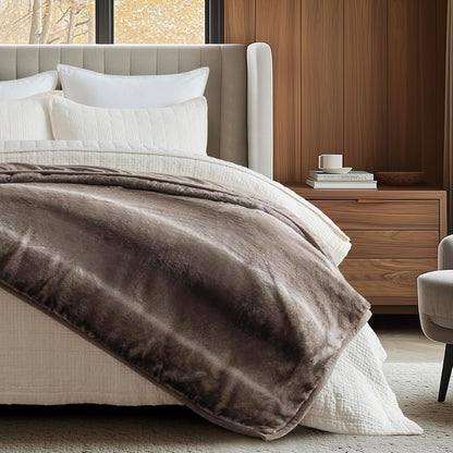 Ultra Soft Luxury Fluffy Mink Faux Fur Throw Blanket, Thick Warm Fall Winter Blankets for Bed, Couch, Cozy Plush Reversible Blanket for Chair, Sofa (Ombré Hazel Brown, 60"x80")